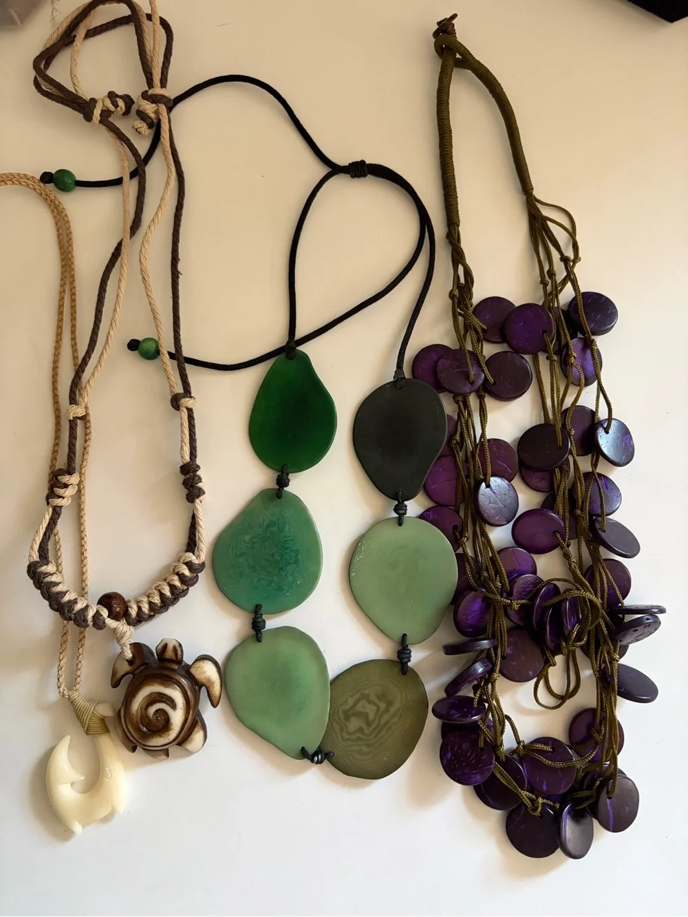 Handcrafted Green and Purple Turtle Pendant Necklace